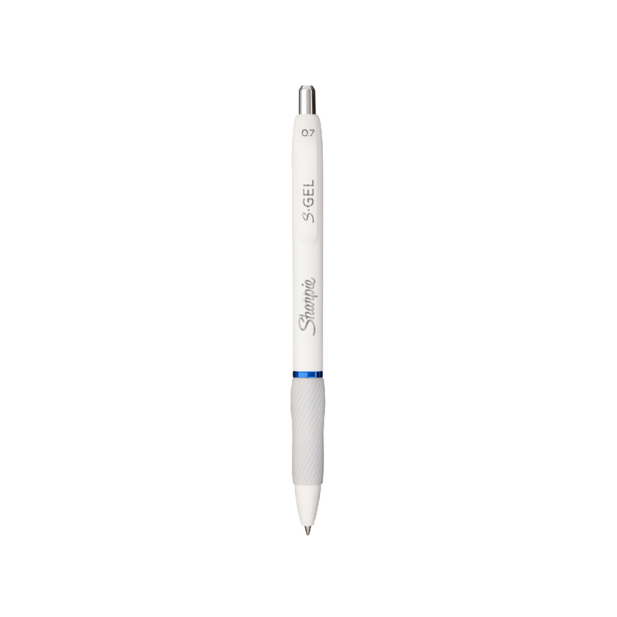 Sharpie Pen S-Gel 0.7mm Retractable - White Barrel (Blue Ink) — side view