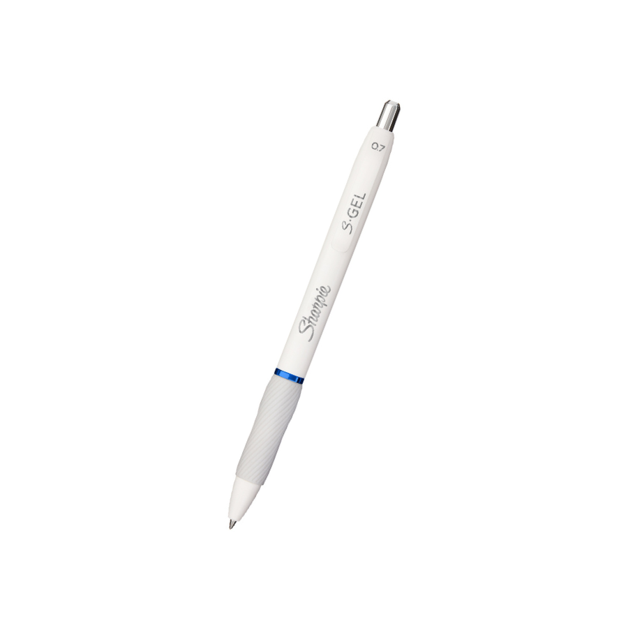 Sharpie Pen S-Gel 0.7mm Retractable - White Barrel (Blue Ink) — front view
