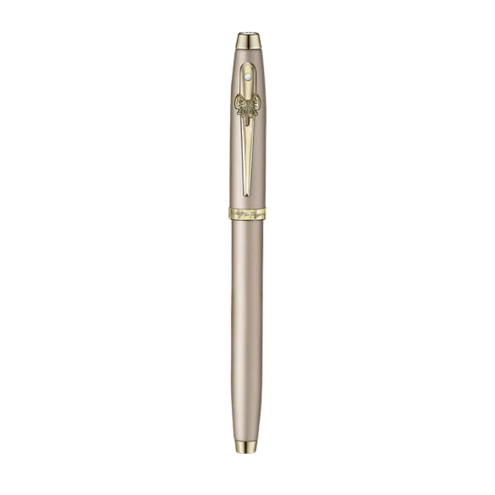 Sheaffer Emily in Paris 100 E9377 Champagne Gold Finish Body and Trims with Bow Emblem Fountain Pen - Fine — writing at an…