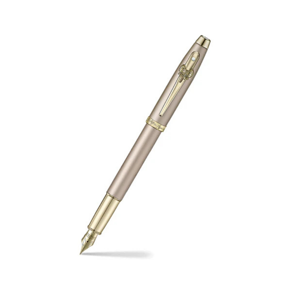 Sheaffer Emily in Paris 100 E9377 Champagne Gold Finish Body and Trims with Bow Emblem Fountain Pen - Medium — capped
