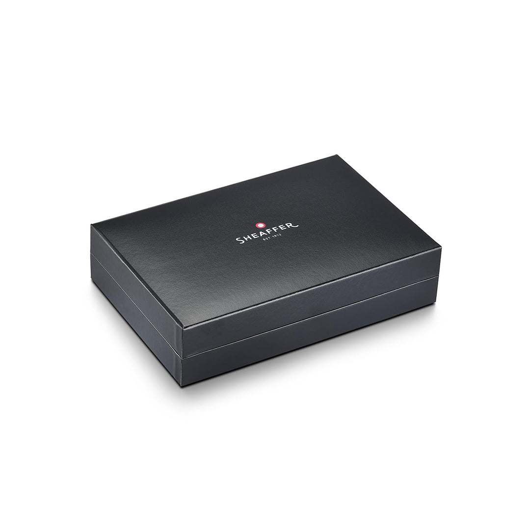 Sheaffer Legacy 9064 Glossy Black Ballpoint Pen with Chrome-Plated Trims — writing at an angle