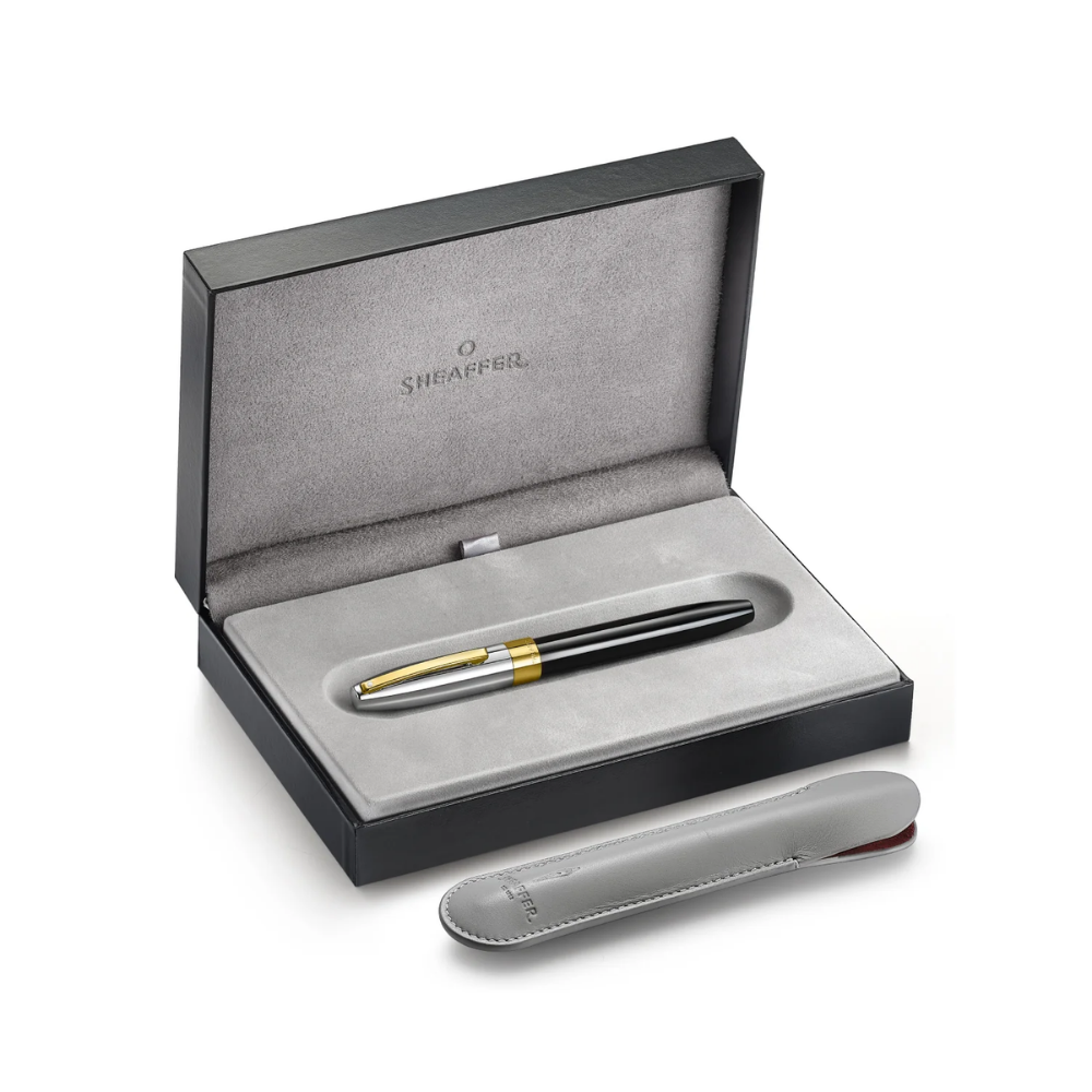 Sheaffer Legacy 9065 Bi-color Black Barrel and Chrome Cap Rollerball Pen with 14K IP Gold-Plated Trims