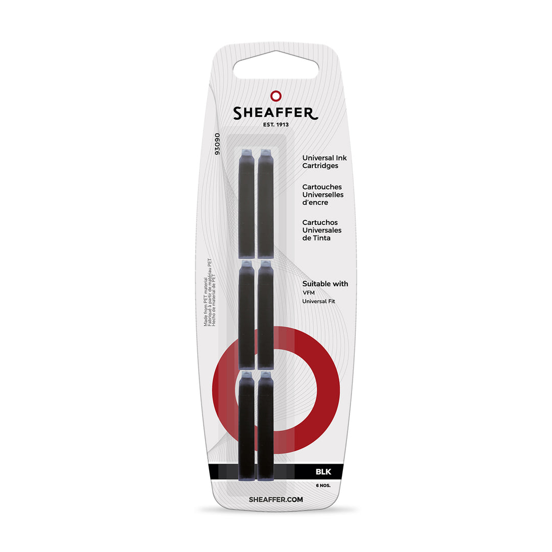 Sheaffer VFM Universal Ink Cartridges Blister Card - Black — bottle front