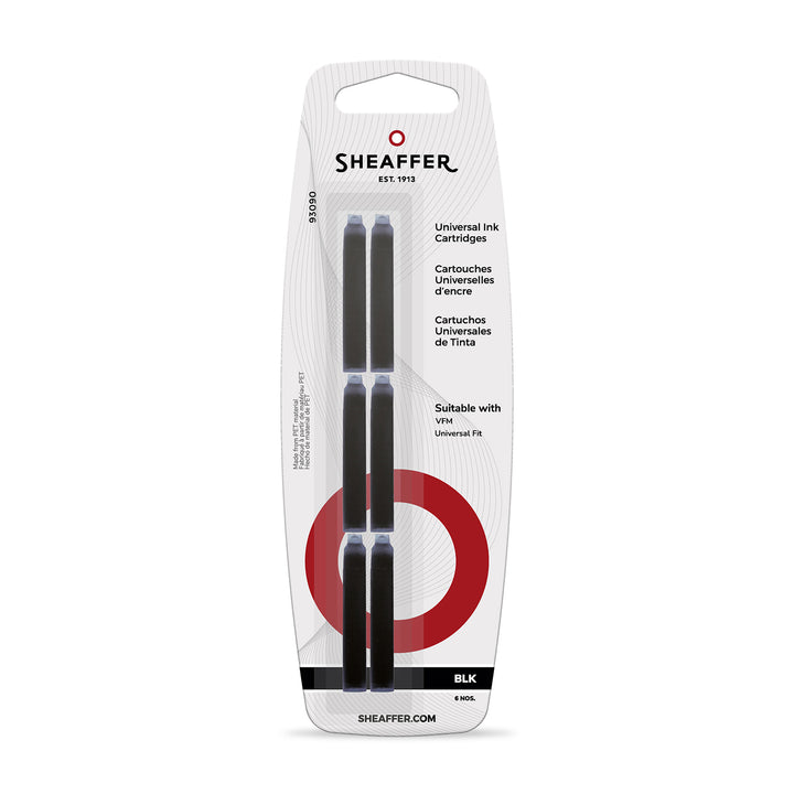 Sheaffer VFM Universal Ink Cartridges Blister Card - Black — bottle front