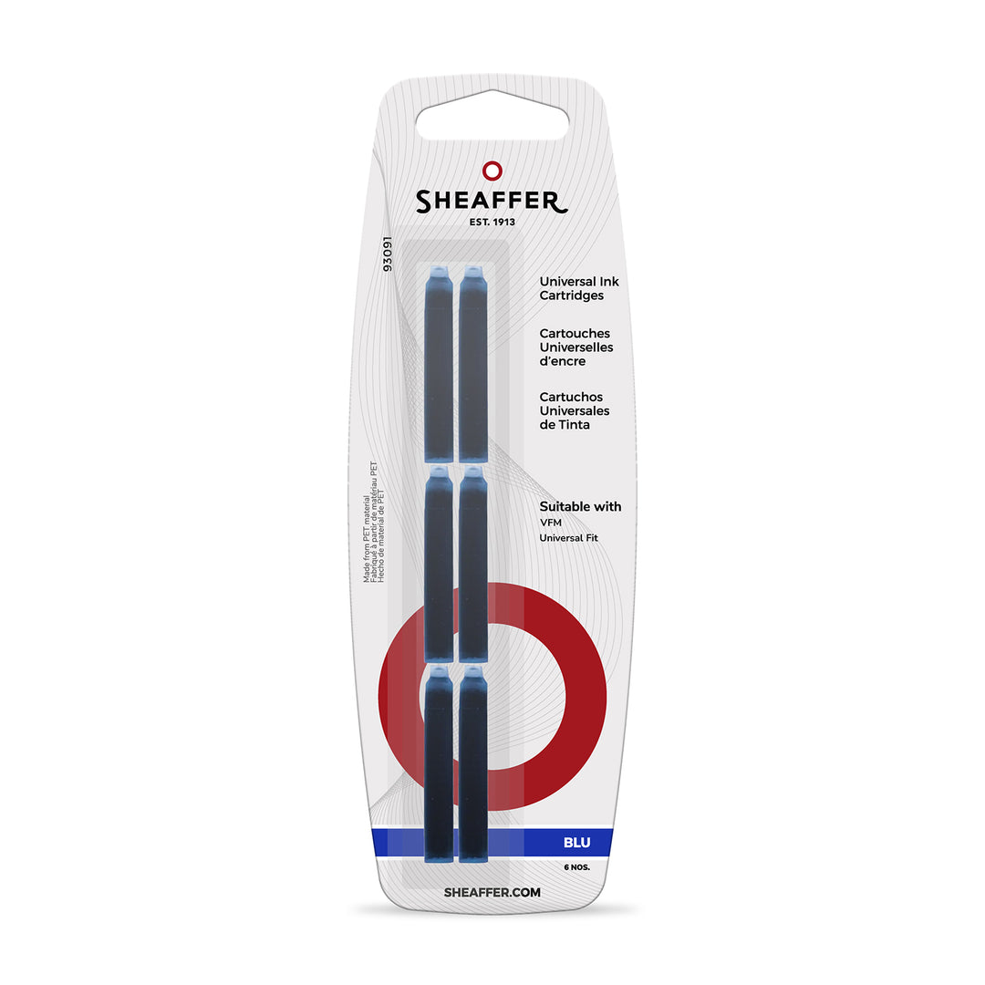 Sheaffer VFM Universal Ink Cartridges Blister Card - Blue — bottle front