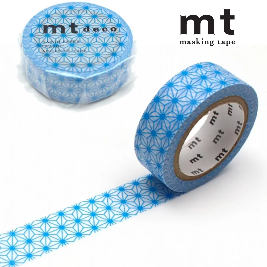 MT Deco Washi Tape Asanoha Tsuyukusa — MT Tape washi tape — decorative Japanese paper tape for journaling and craft, at Cityluxe Singapore