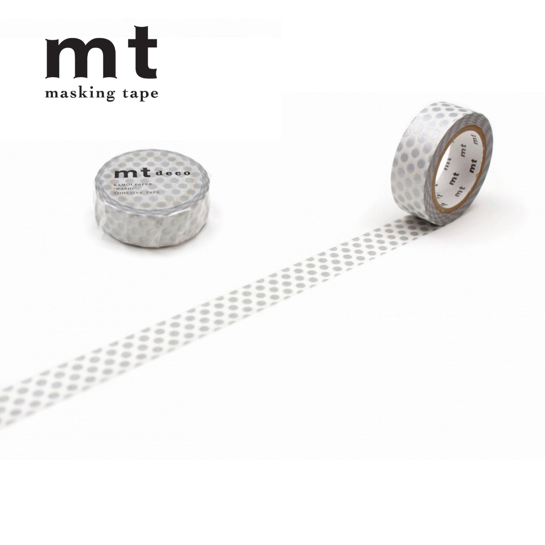 MT Deco Washi Tape Dot Silver — MT Tape washi tape — decorative Japanese paper tape for journaling and craft, at Cityluxe Singapore