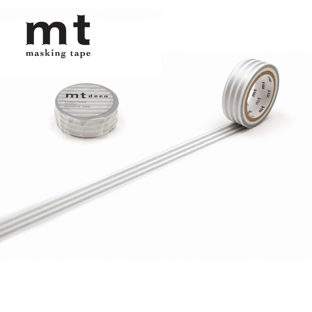MT Deco Washi Tape in Border Silver 2 — MT Tape washi tape — decorative Japanese paper tape for journaling and craft, at Cityluxe Singapore