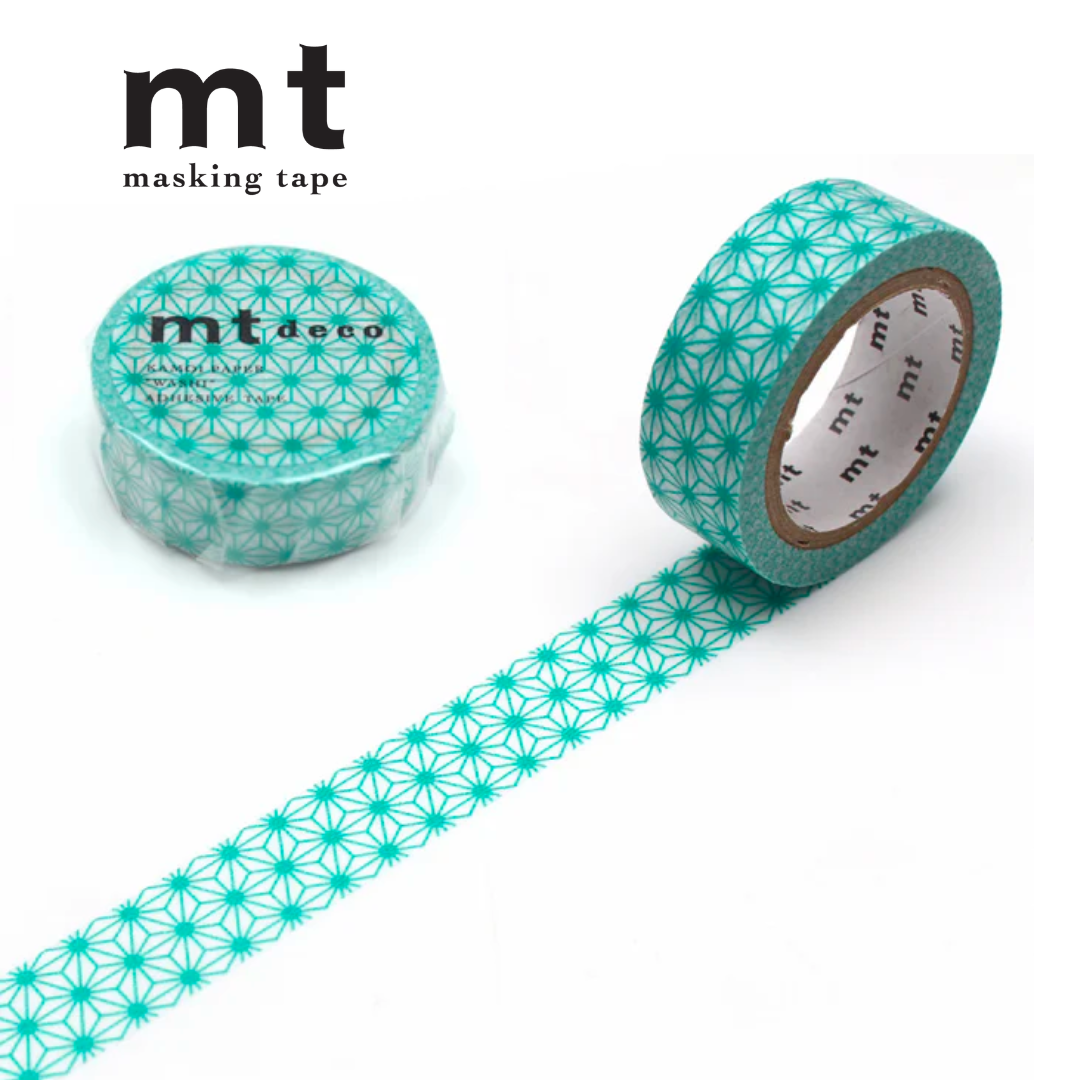 MT Masking Tape Deco Washi Tape in Asanoha Hisui — MT Tape washi tape — decorative Japanese paper tape for journaling and craft, at Cityluxe Singapore