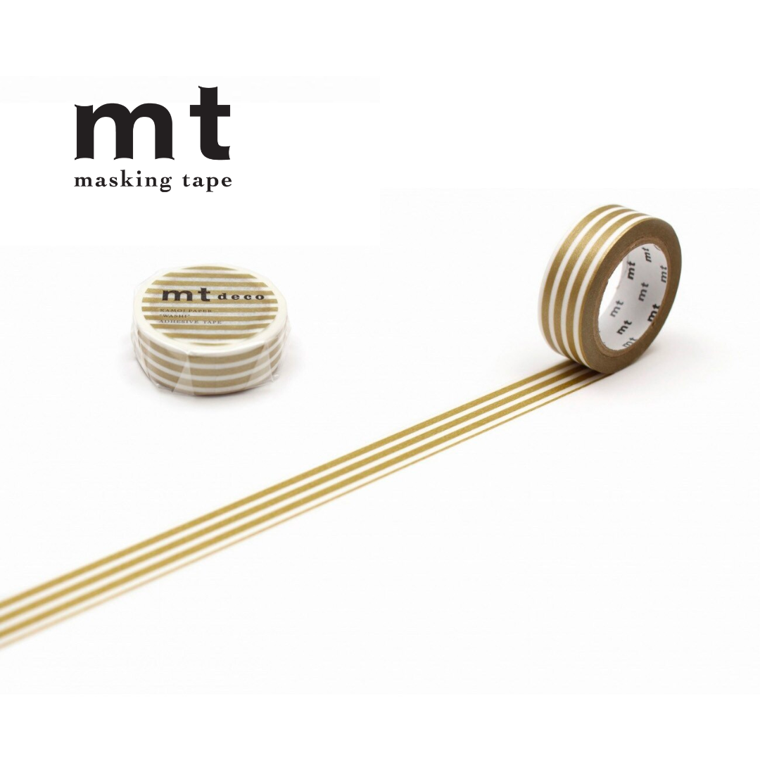 MT Masking Tape Deco Washi Tape in Border Gold 2 — MT Tape washi tape — decorative Japanese paper tape for journaling and craft, at Cityluxe Singapore