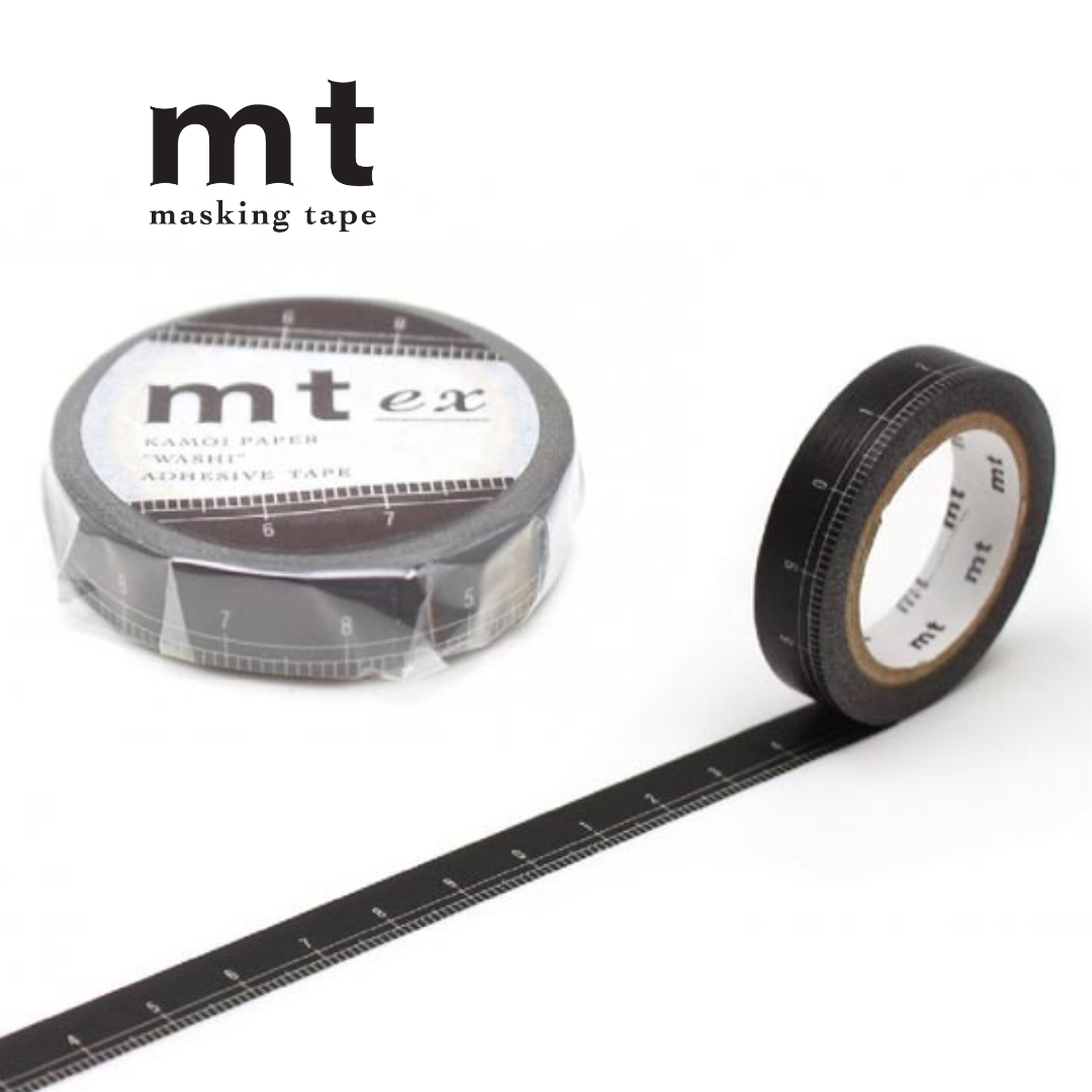 MT Masking Tape EX Washi Tape in Black Ruler — MT Tape washi tape — decorative Japanese paper tape for journaling and craft, at Cityluxe Singapore