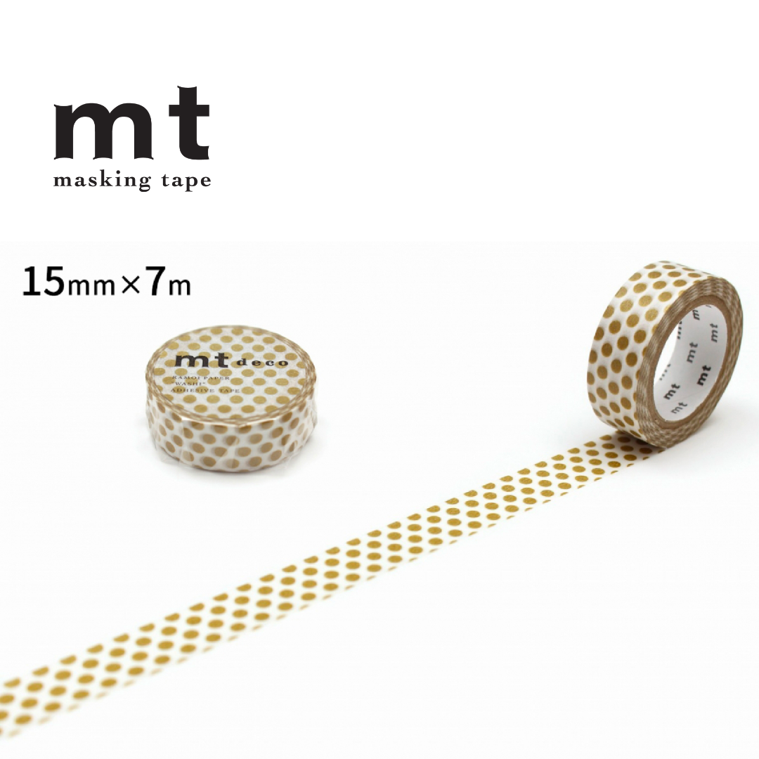 MT Masking Tape Deco Washi Tape in Dot Gold 2 — MT Tape washi tape — decorative Japanese paper tape for journaling and craft, at Cityluxe Singapore