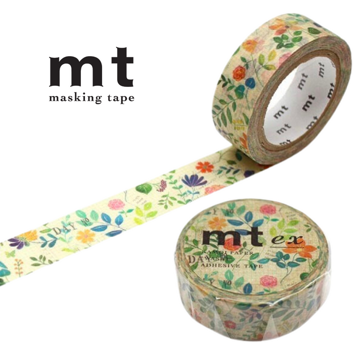 MT EX Washi Tape in Watercolor Flower (7m) — MT Tape washi tape — decorative Japanese paper tape for journaling and craft, at Cityluxe Singapore