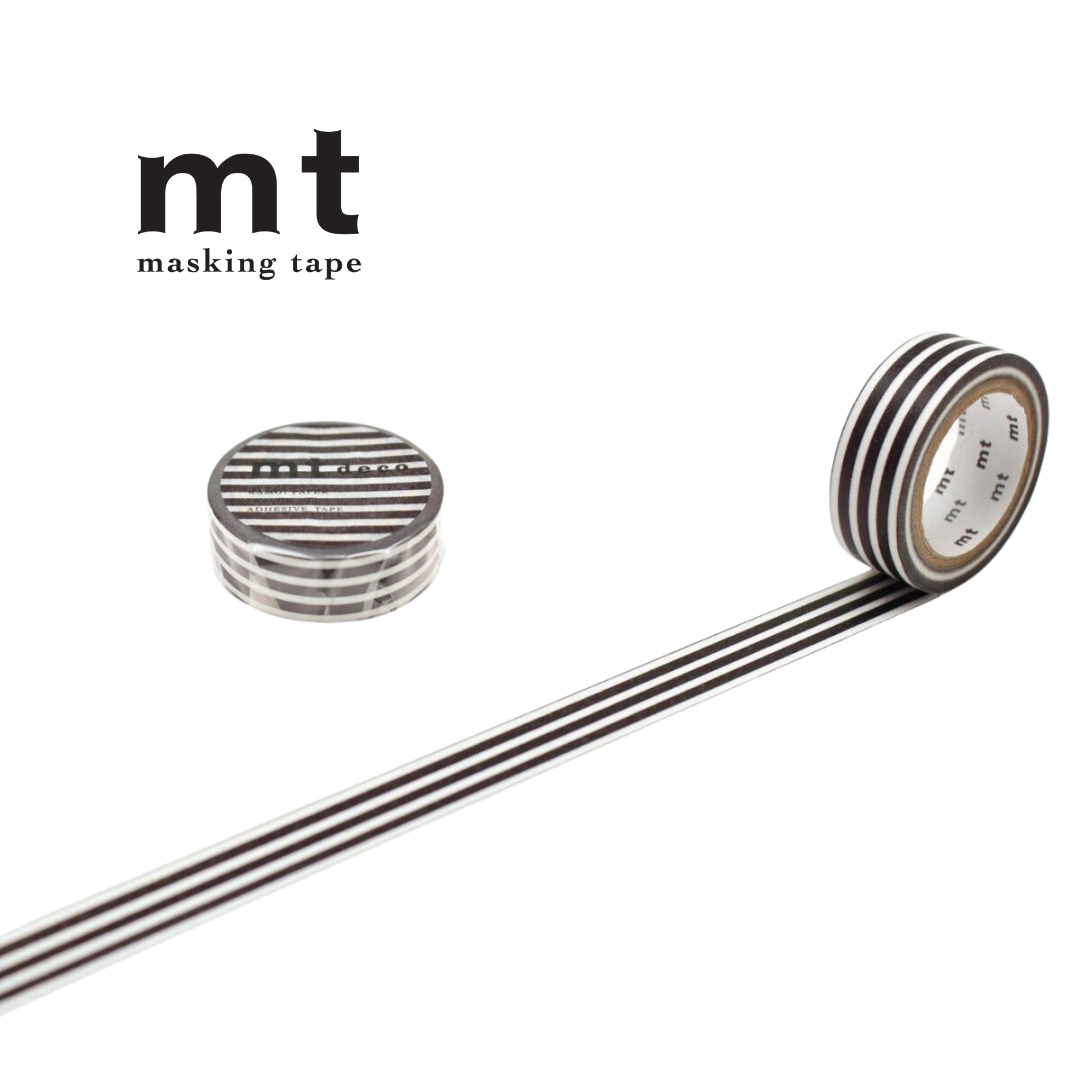 MT Deco Washi Tape in Border Black — MT Tape washi tape — decorative Japanese paper tape for journaling and craft, at Cityluxe Singapore