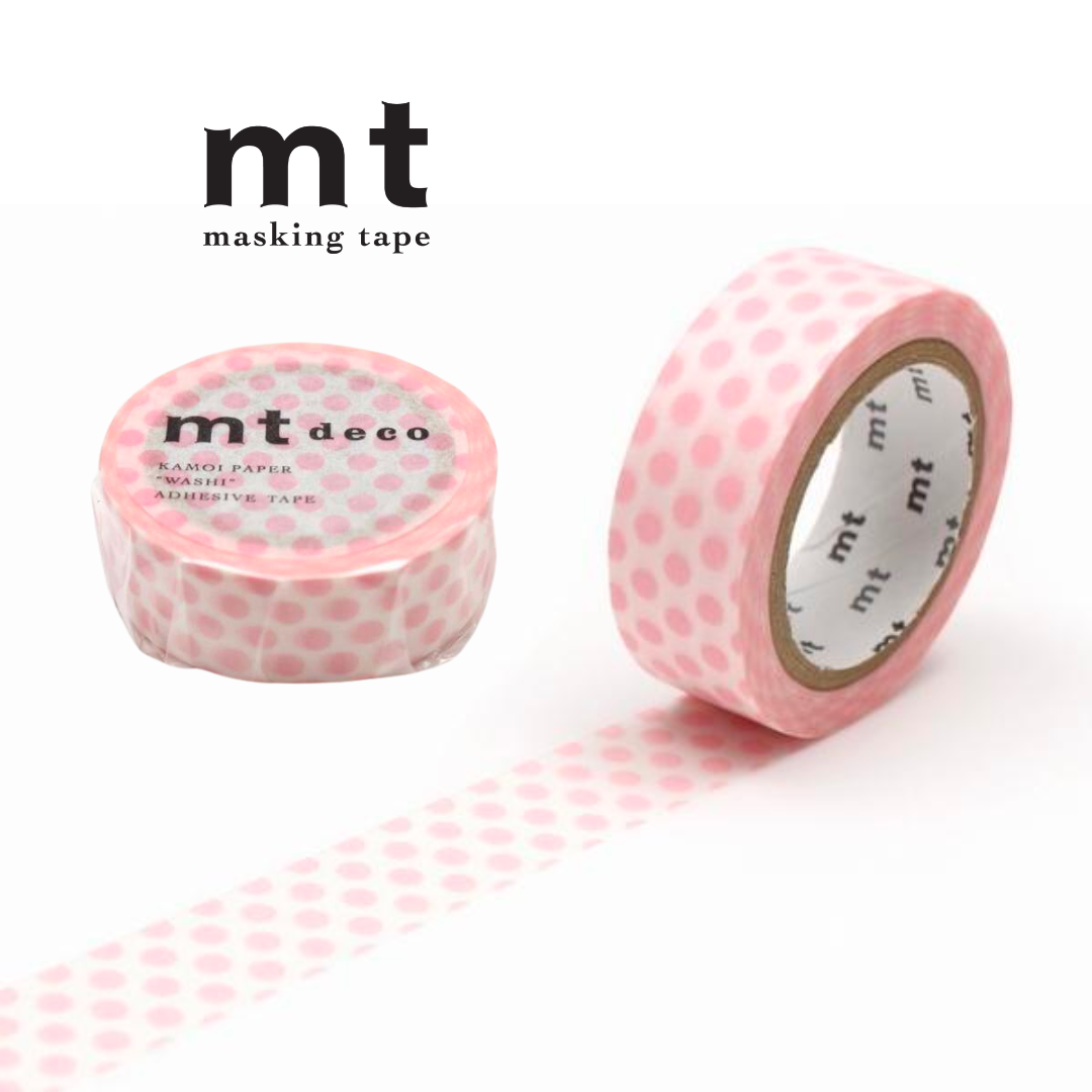 MT Deco Washi Tape in Dot Strawberry Milk — MT Tape washi tape — decorative Japanese paper tape for journaling and craft, at Cityluxe Singapore