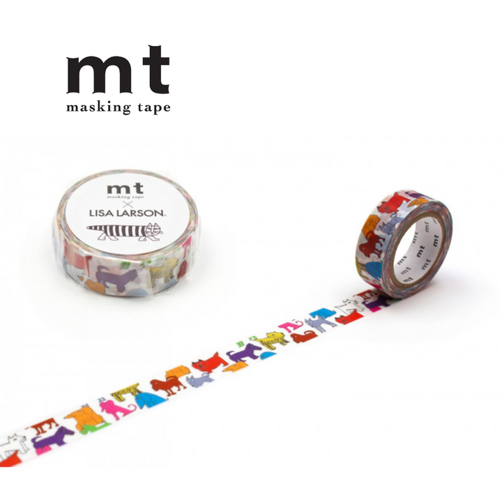 MT x Lisa Larson Washi Tape in Colorful Dog — MT Tape washi tape — decorative Japanese paper tape for journaling and craft, at Cityluxe Singapore