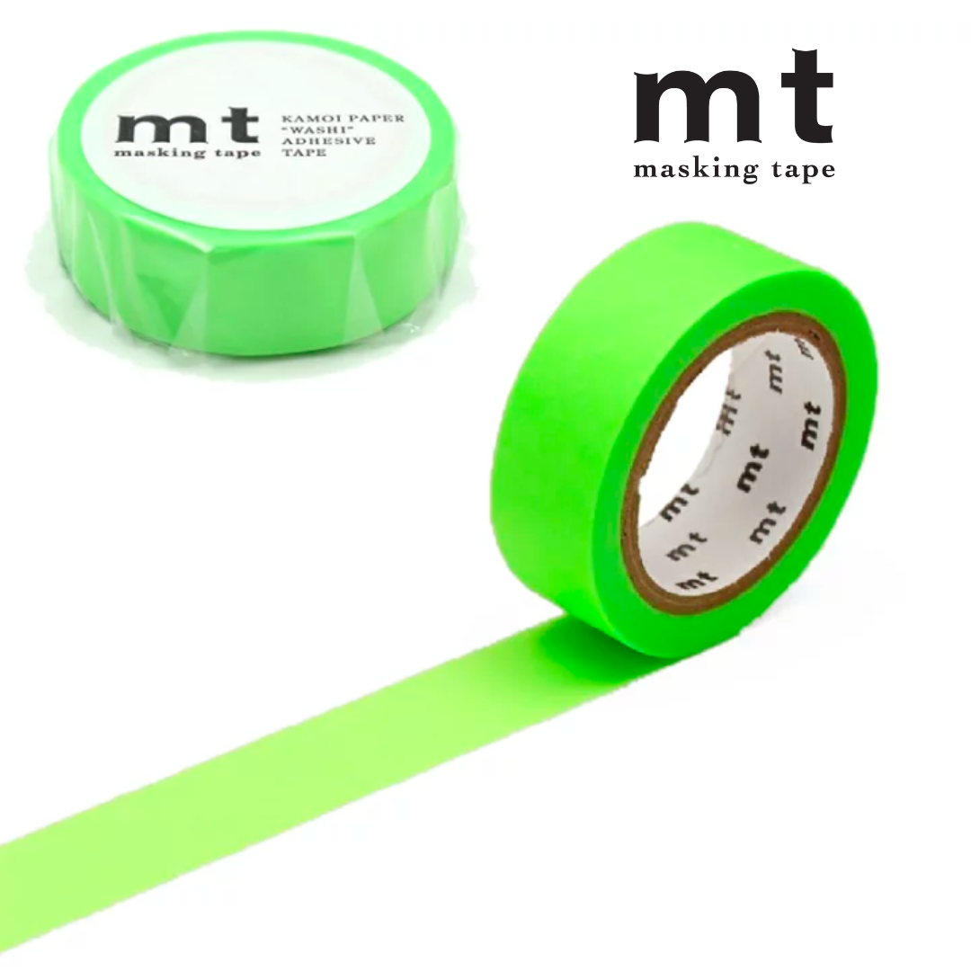 MT Basic Washi Tape in Shocking Green 7m — MT Tape washi tape — decorative Japanese paper tape for journaling and craft, at Cityluxe Singapore