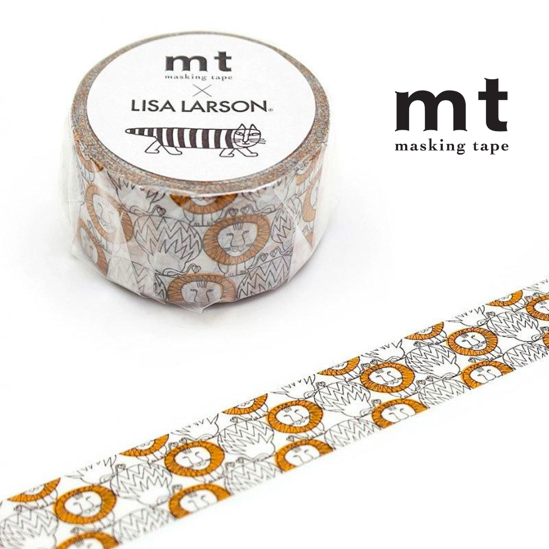 MT x Lisa Larson Washi Tape in Lion — MT Tape washi tape — decorative Japanese paper tape for journaling and craft, at Cityluxe Singapore