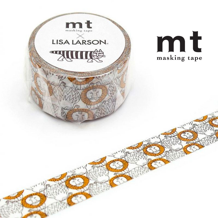 MT x Lisa Larson Washi Tape in Lion — MT Tape washi tape — decorative Japanese paper tape for journaling and craft, at Cityluxe Singapore