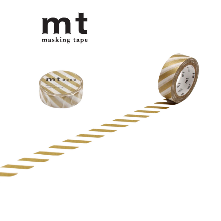 MT Deco Washi Tape in Stripe Gold 2 — MT Tape washi tape — decorative Japanese paper tape for journaling and craft, at Cityluxe Singapore