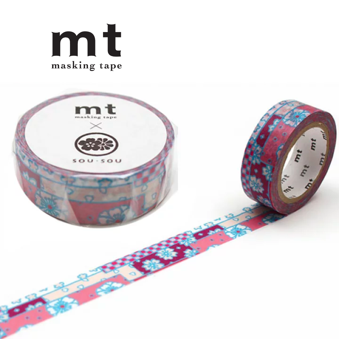 MT x SOU・SOU Washi Tape in Multi Cherry Blossoms — MT Tape washi tape — decorative Japanese paper tape for journaling and craft, at Cityluxe Singapore