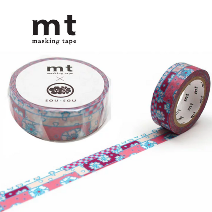 MT x SOU・SOU Washi Tape in Multi Cherry Blossoms — MT Tape washi tape — decorative Japanese paper tape for journaling and craft, at Cityluxe Singapore