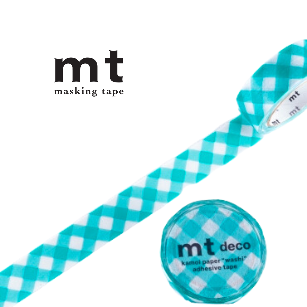 MT Deco Washi Tape - Thick Green Checkered — roll front