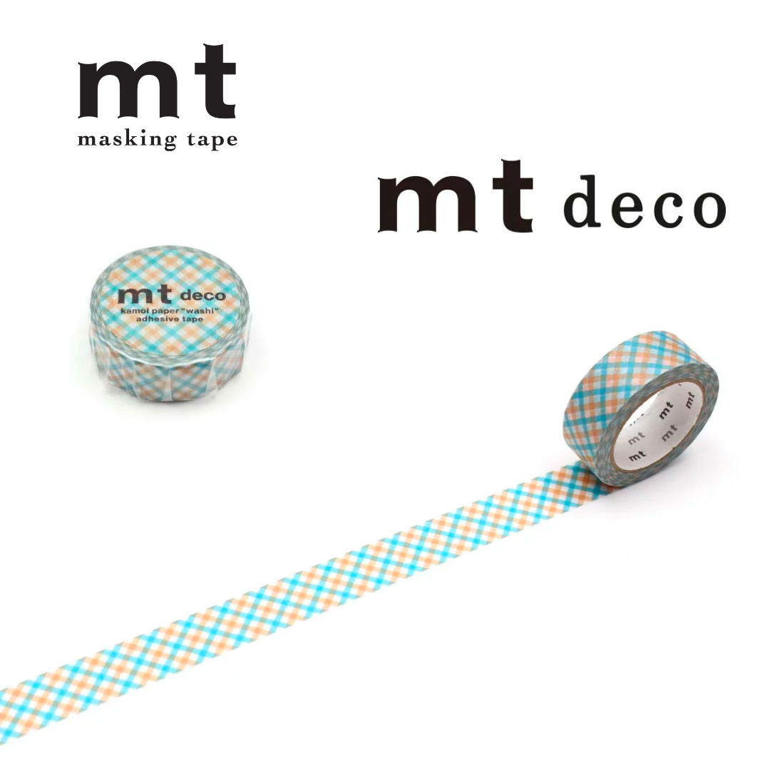 MT Deco Washi Tape - Overlapping Orange Checkered — roll front