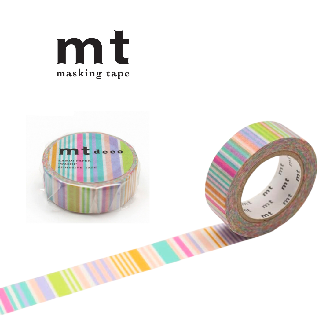 MT Deco Washi Tape in Multi Border Pastel — MT Tape washi tape — decorative Japanese paper tape for journaling and craft, at Cityluxe Singapore