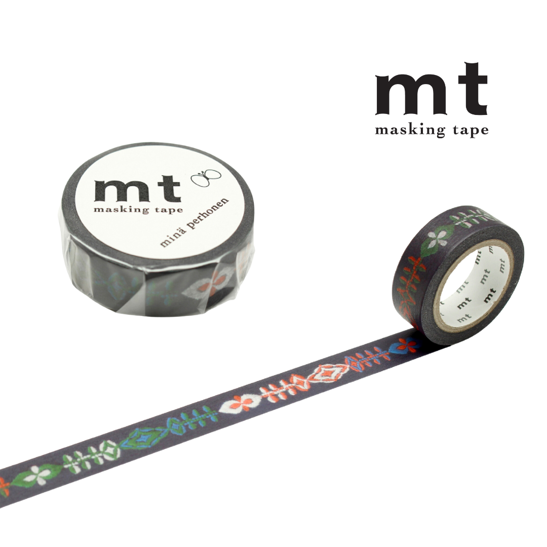 MT x Mina Perhonen Washi Tape in Petal Flame — MT Tape washi tape — decorative Japanese paper tape for journaling and craft, at Cityluxe Singapore