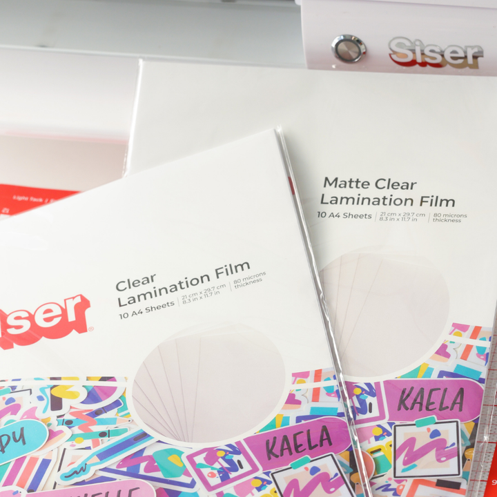 Siser Matte Clear Laminate Sheet Pack (10 Sheets) — in use