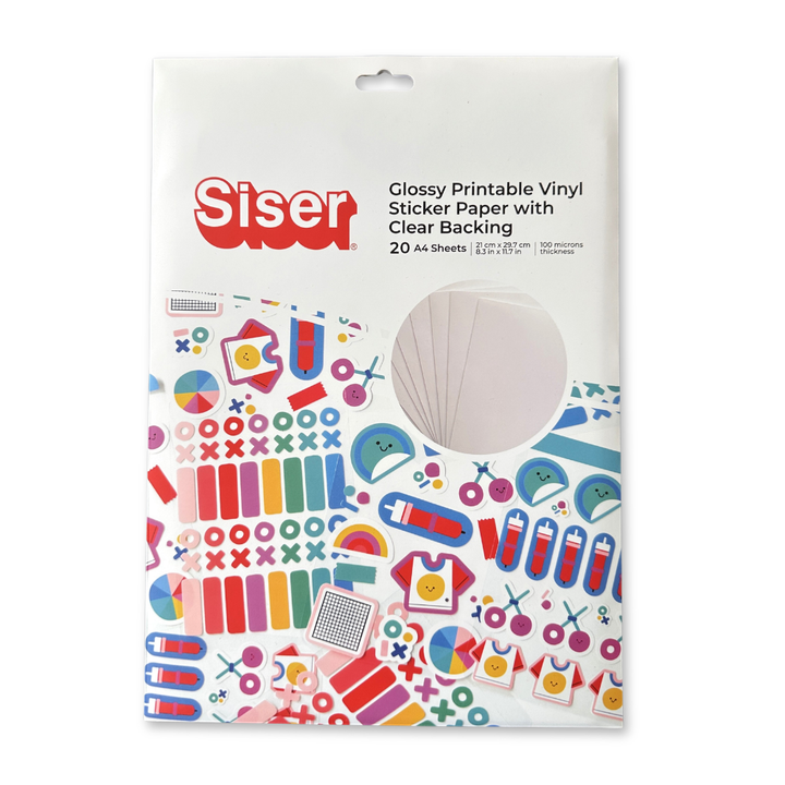 Siser Glossy Printable Vinyl Sticker Paper Clear Liner — front view