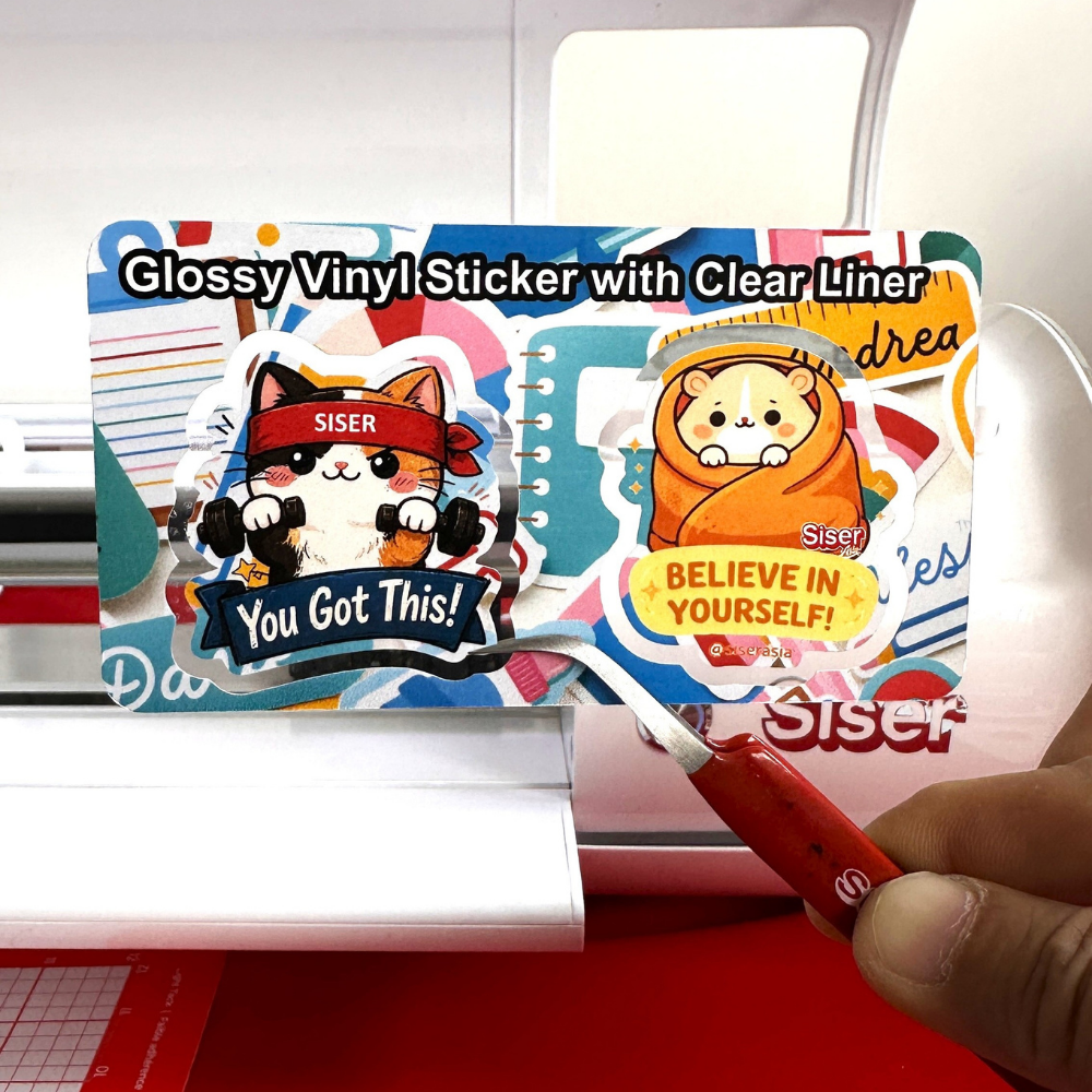 Siser Glossy Printable Vinyl Sticker Paper Clear Liner — angle view