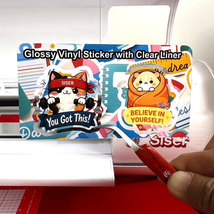 Siser Glossy Printable Vinyl Sticker Paper Clear Liner — angle view