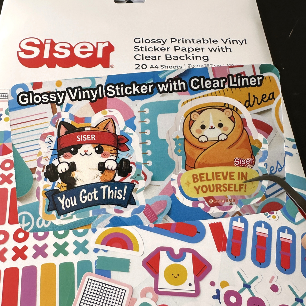 Siser Glossy Printable Vinyl Sticker Paper Clear Liner — with packaging