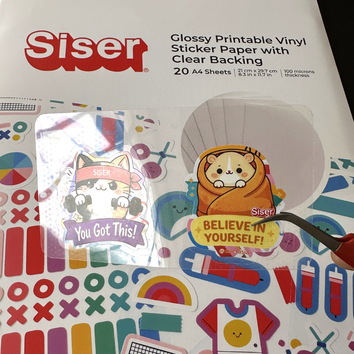 Siser Glossy Printable Vinyl Sticker Paper Clear Liner — in use