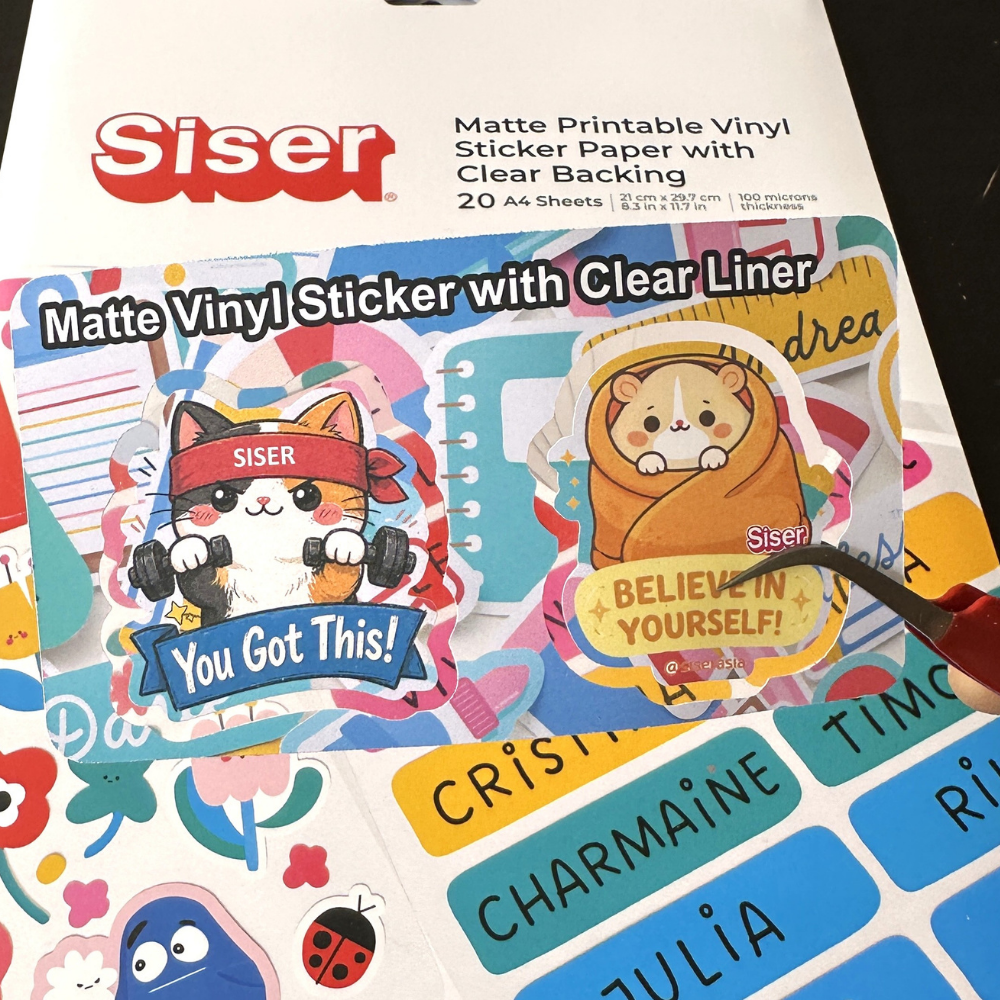 Siser Matte Printable Vinyl Sticker Paper Clear Liner — with packaging