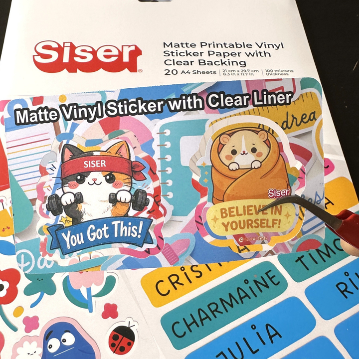 Siser Matte Printable Vinyl Sticker Paper Clear Liner — with packaging