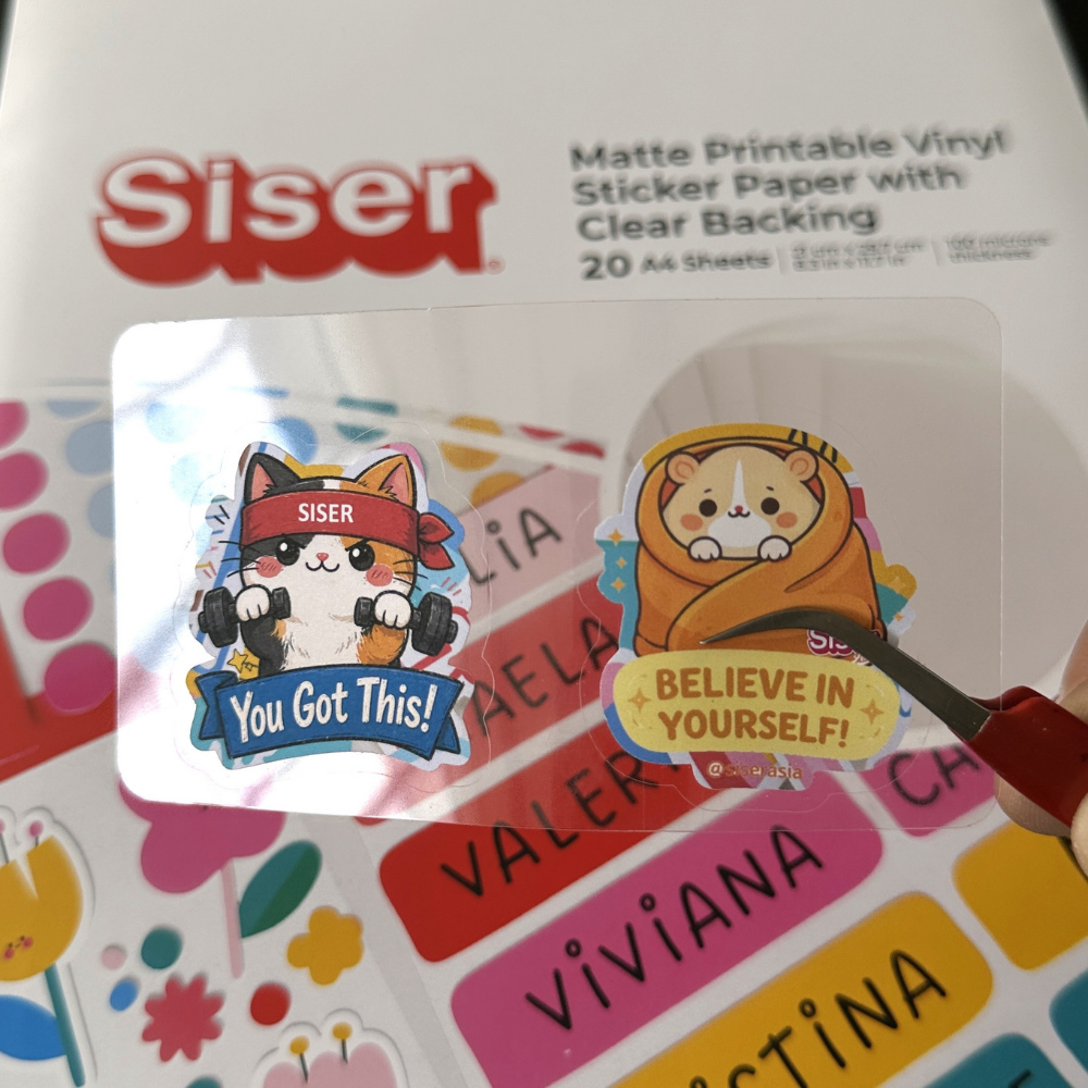 Siser Matte Printable Vinyl Sticker Paper Clear Liner — in use