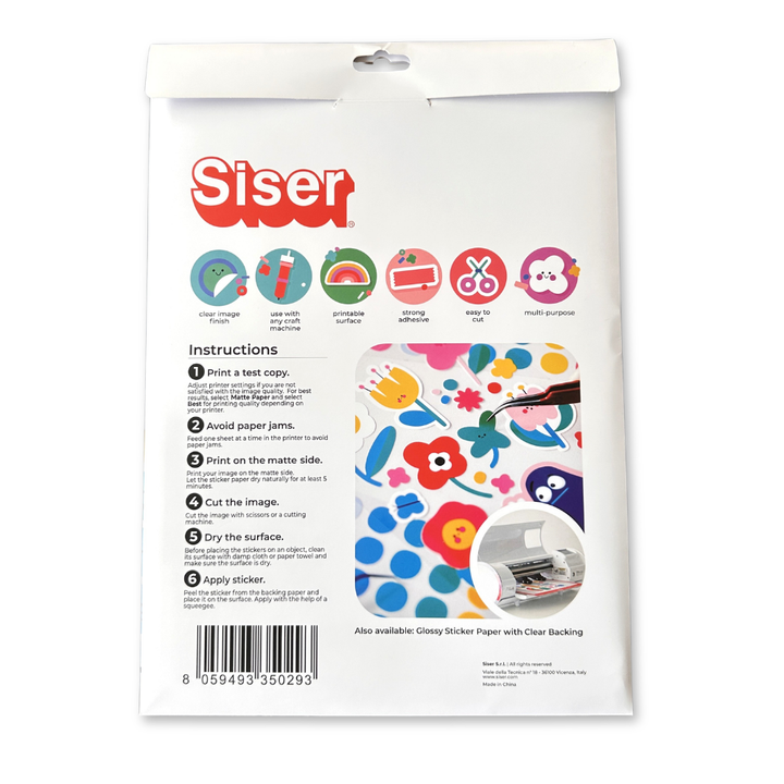 Siser Matte Printable Vinyl Sticker Paper Clear Liner — side view
