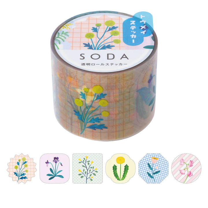 KITTA Soda Transparent Masking Tape (Sticker Type) - Wildflower — roll front