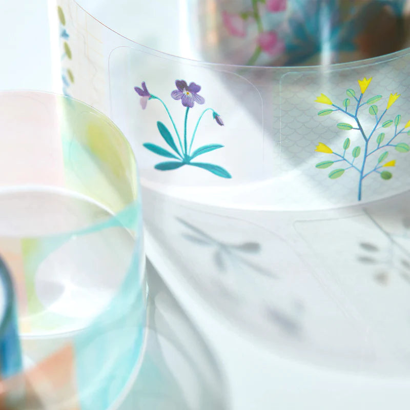 KITTA Soda Transparent Masking Tape (Sticker Type) - Rolling Cat — close-up