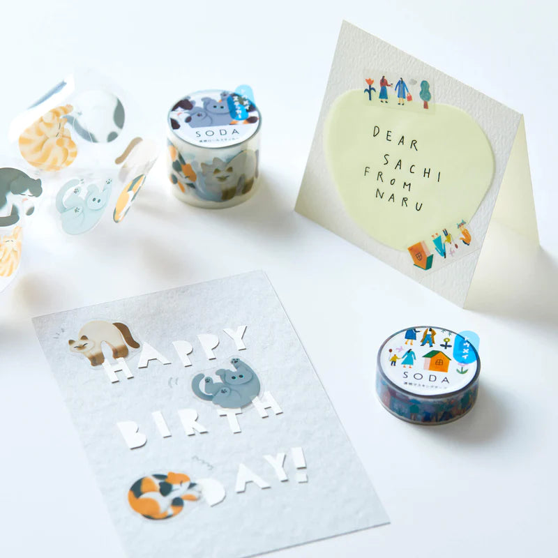 KITTA Soda Transparent Masking Tape (Sticker Type) - Wildflower — pattern detail