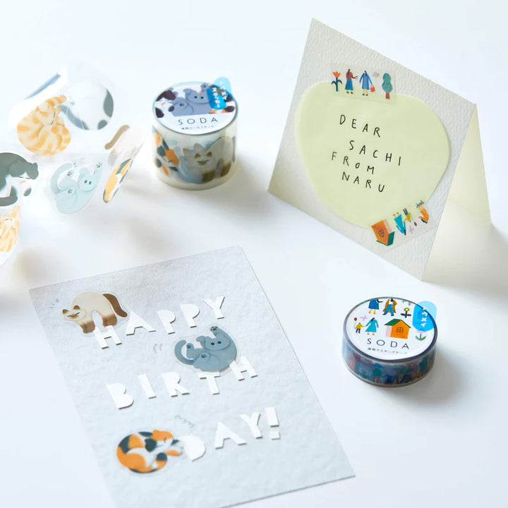 KITTA Soda Transparent Masking Tape (Sticker Type) - Wildflower — pattern detail