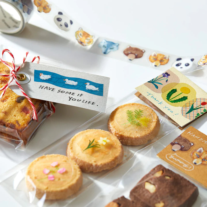 KITTA Soda Transparent Masking Tape (Sticker Type) - Rolling Cat — roll side