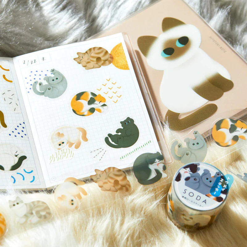 KITTA Soda Transparent Masking Tape (Sticker Type) - Rolling Cat — colour swatch