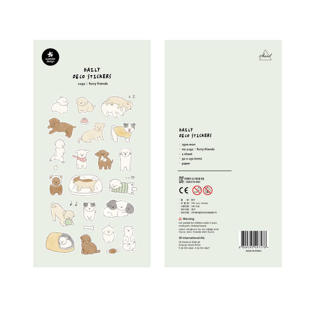 Suatelier Daily Deco Sticker - furry friends — side view