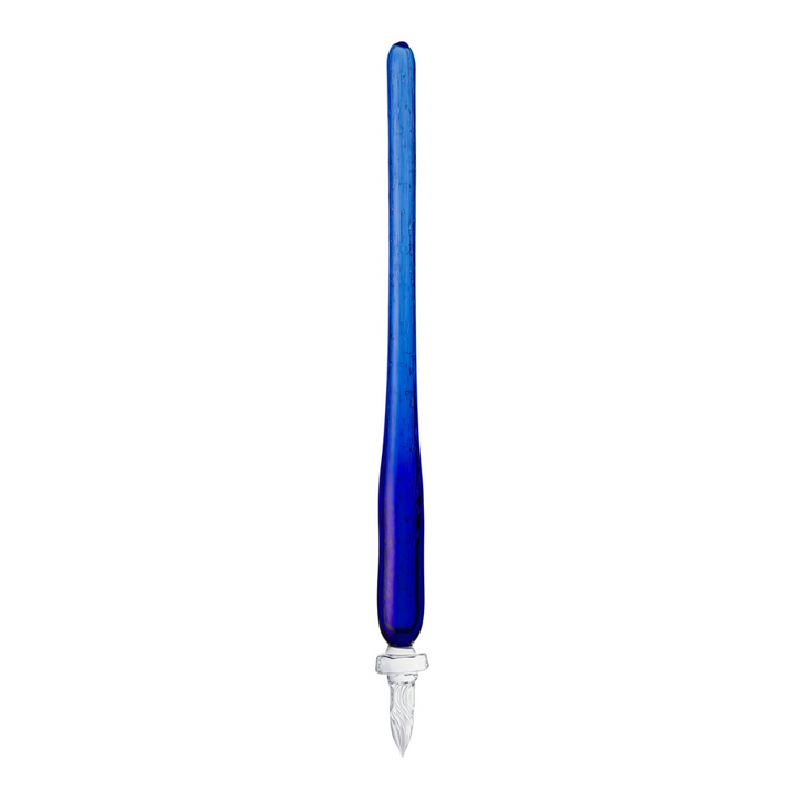 Matsubokkuri Tsubutsubu Glass Fountain Pen - Blue — uncapped with cap posted