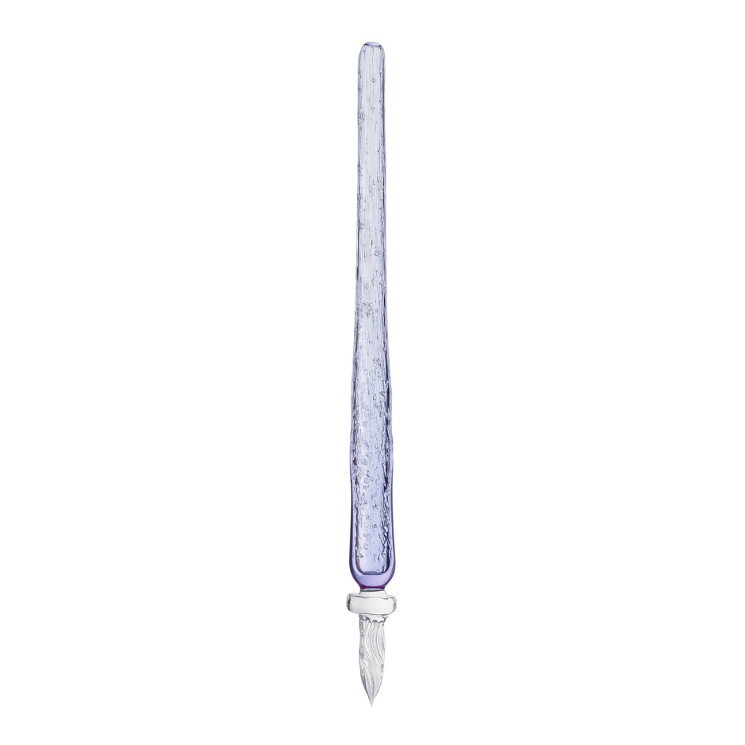 Matsubokkuri Tsubutsubu Glass Fountain Pen - Clear Blue — uncapped with cap posted