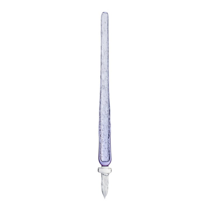 Matsubokkuri Tsubutsubu Glass Fountain Pen - Clear Blue — uncapped with cap posted
